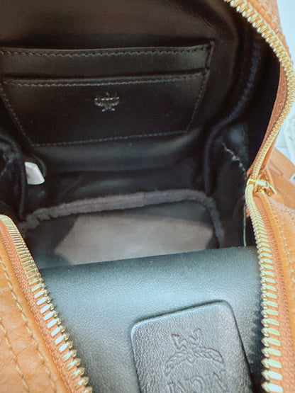 BROWN LEATHER MINI STARK SIDE STUDS BACKPACK