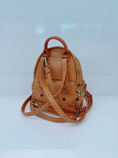 BROWN LEATHER MINI STARK SIDE STUDS BACKPACK