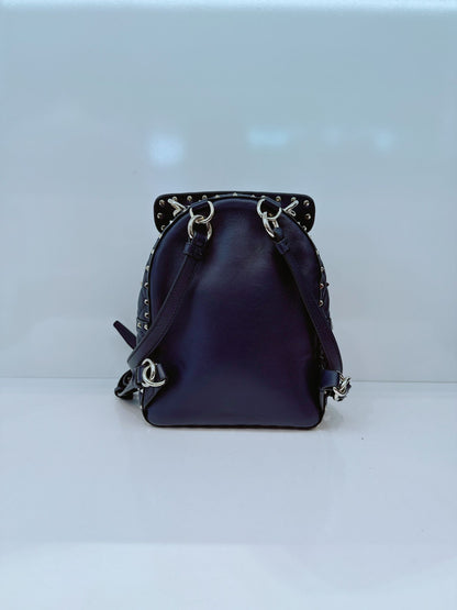 NAVY ROCKSTUD SPIKE IT HEART MINI LEATHER BACKPACK