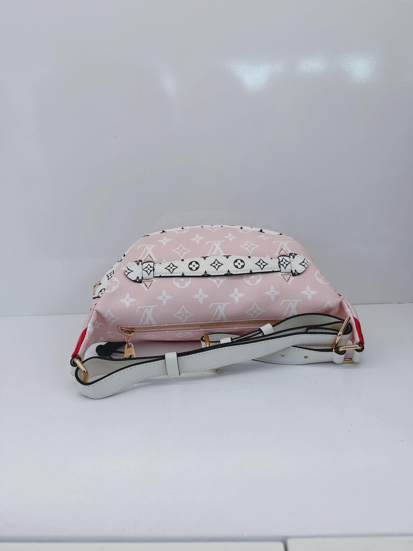 RED PINK WHITE MONOGRAM GIANT BUMBAG