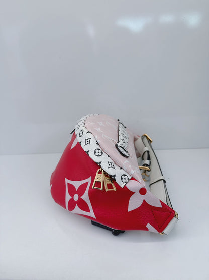 RED PINK WHITE MONOGRAM GIANT BUMBAG