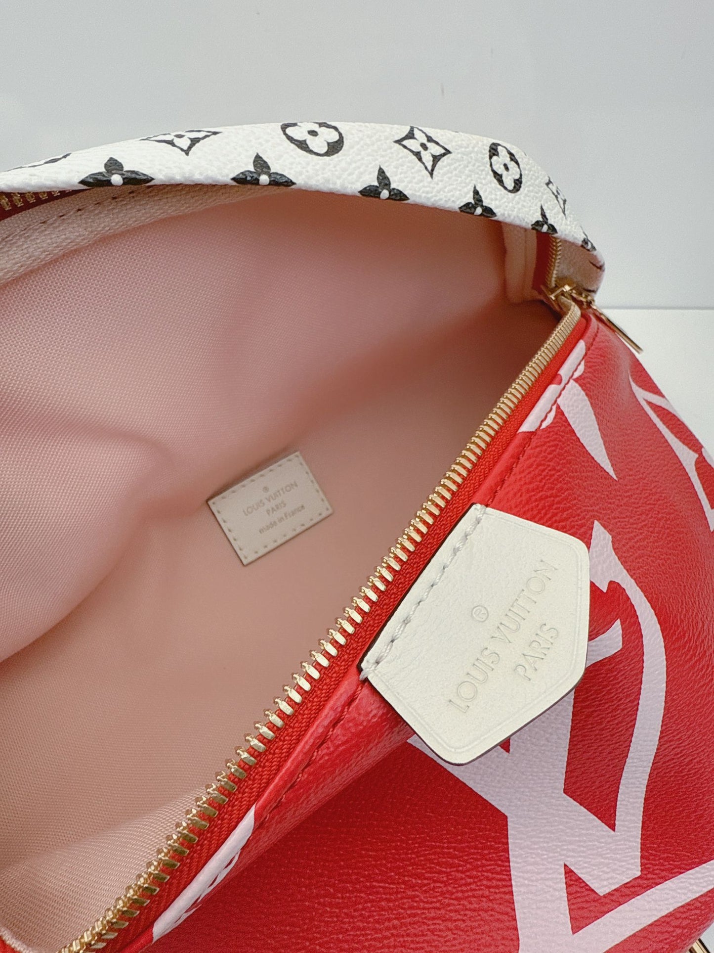 RED PINK WHITE MONOGRAM GIANT BUMBAG