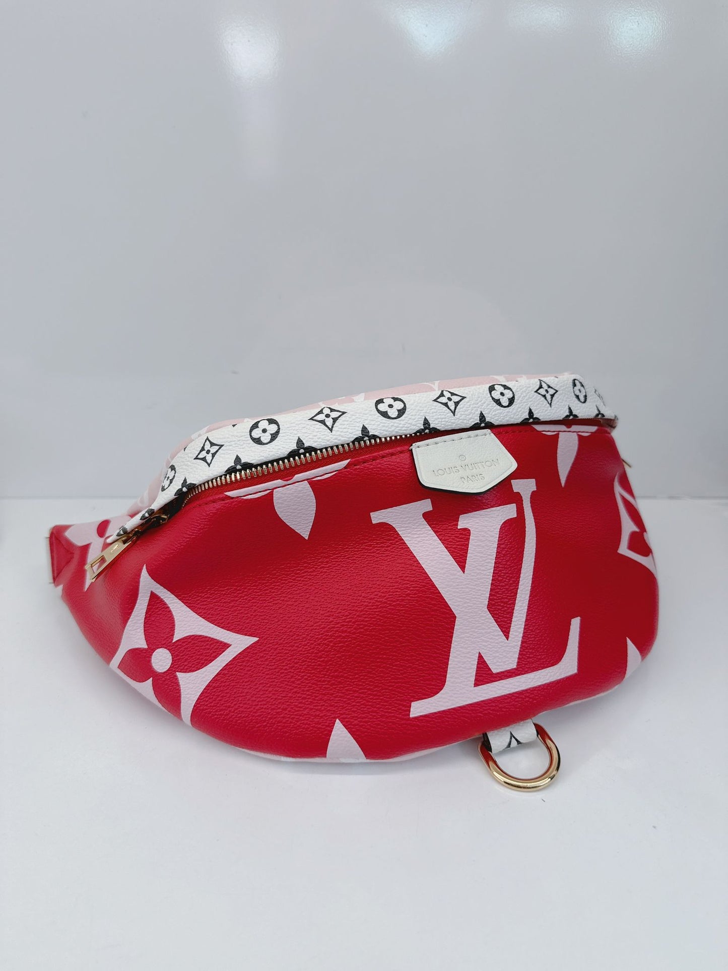 RED PINK WHITE MONOGRAM GIANT BUMBAG