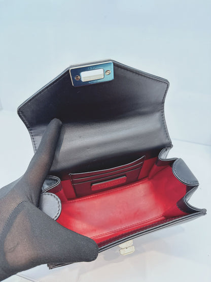 BLACK LEATHER SMALL VLTN CHAIN SHOULDER BAG