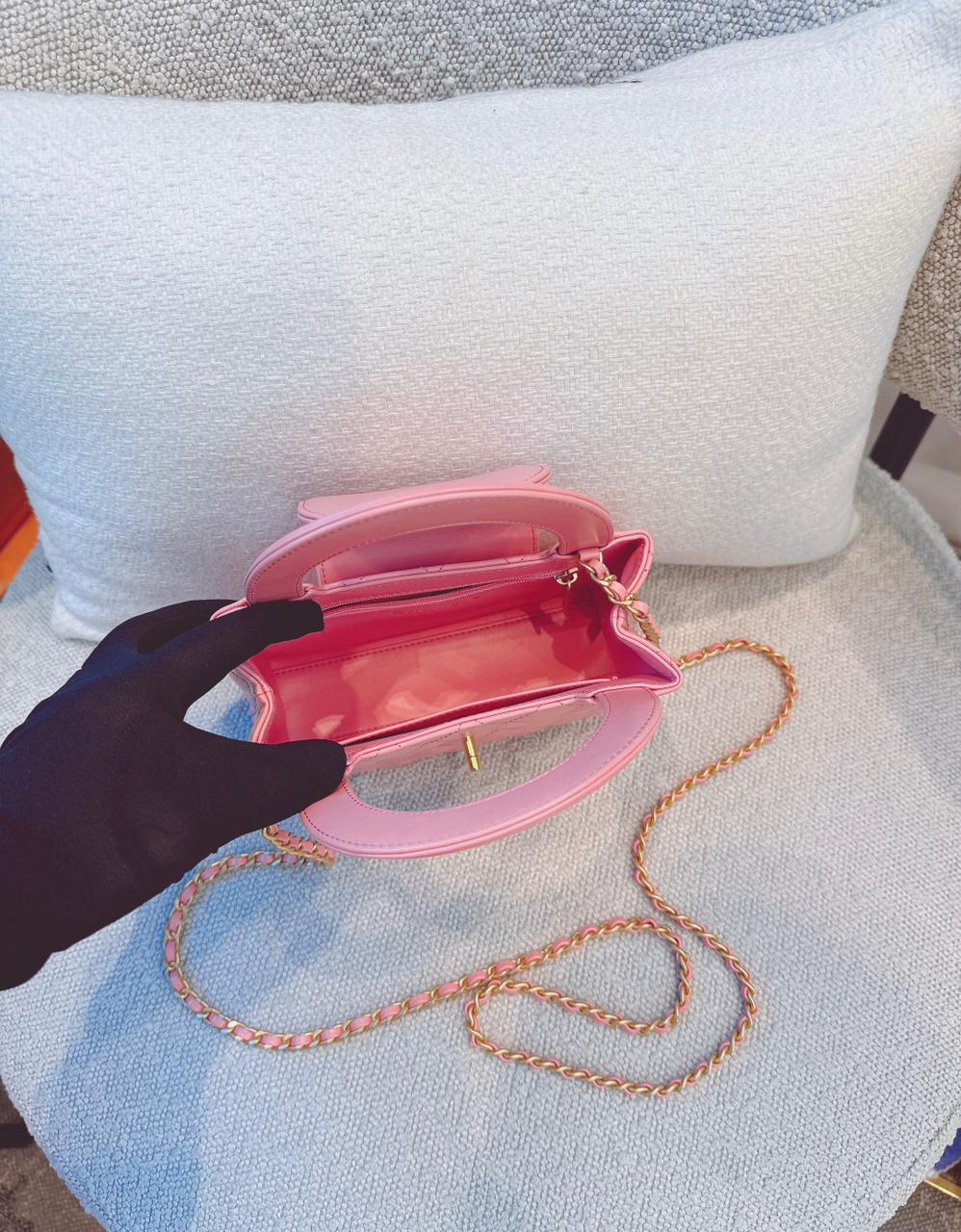 CORAL PINK QUILTED LEATHER SMALL KELLY SHOPPER BAG GOLD TONE HARDWARE