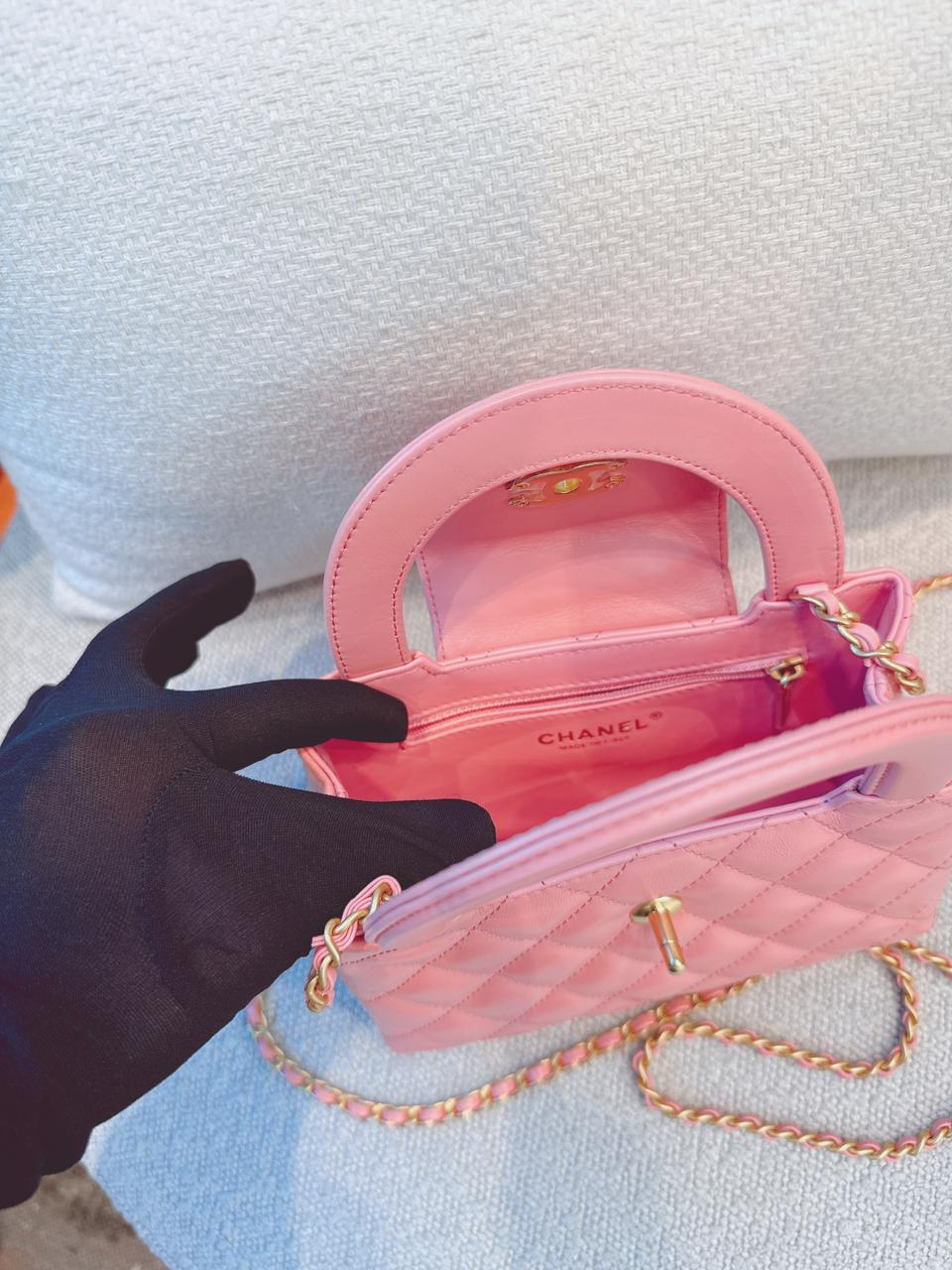 CORAL PINK QUILTED LEATHER SMALL KELLY SHOPPER BAG GOLD TONE HARDWARE