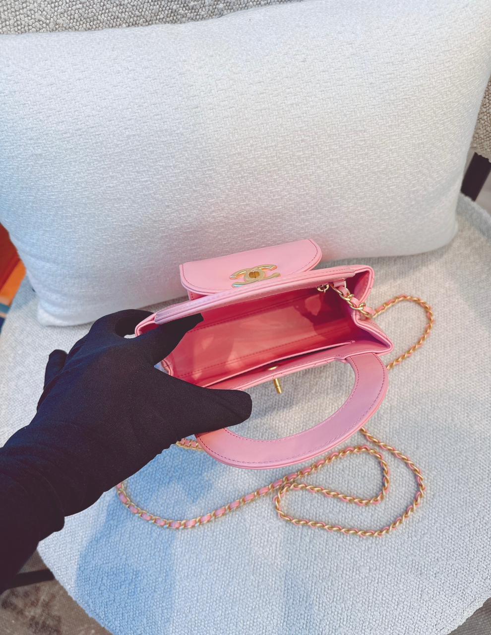 CORAL PINK QUILTED LEATHER SMALL KELLY SHOPPER BAG GOLD TONE HARDWARE