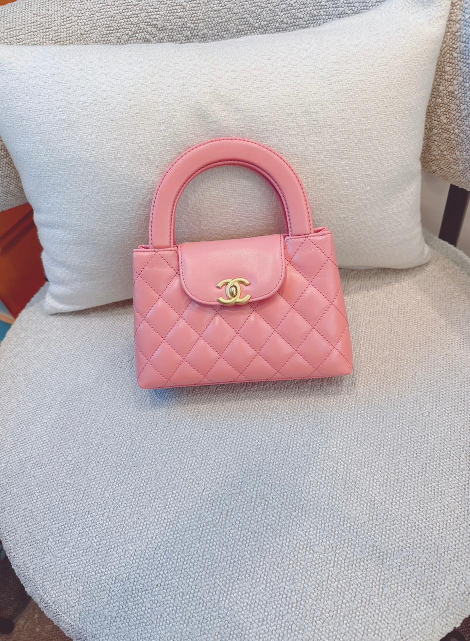 CORAL PINK QUILTED LEATHER SMALL KELLY SHOPPER BAG GOLD TONE HARDWARE