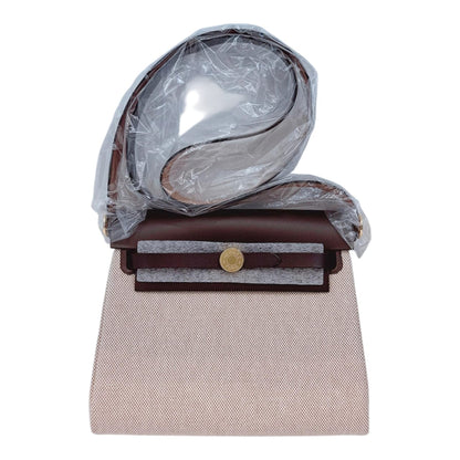 ECRU BEIGE EBENE CANVAS HERBAG MINI ZIP 20 GOLD HARDWARE