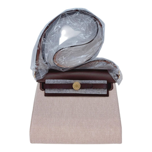 ECRU BEIGE EBENE CANVAS HERBAG MINI ZIP 20 GOLD HARDWARE