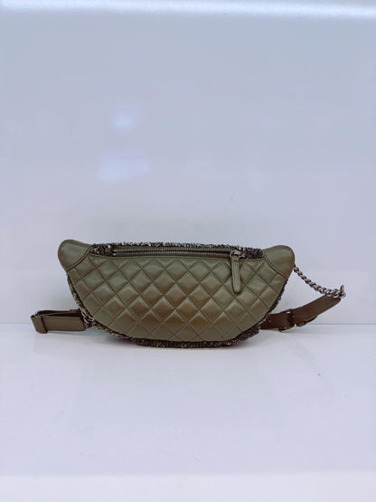 KHAKI GREEN LEATHER AND SEQUINS COCO CUBA WAIST BAG