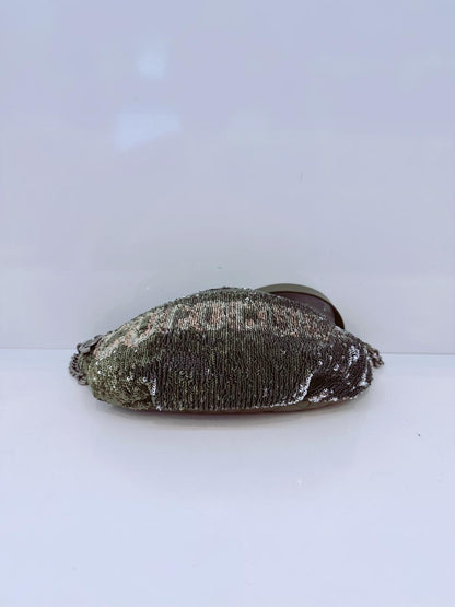 KHAKI GREEN LEATHER AND SEQUINS COCO CUBA WAIST BAG