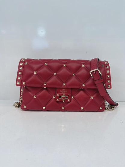RED LAMBSKIN CANDYSTUD CROSSBODY BAG