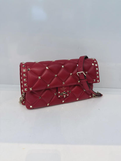 RED LAMBSKIN CANDYSTUD CROSSBODY BAG