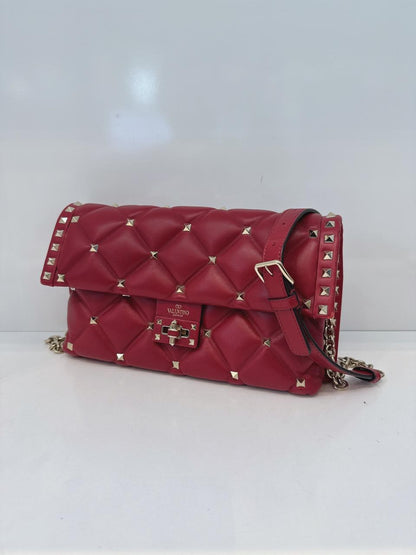 RED LAMBSKIN CANDYSTUD CROSSBODY BAG