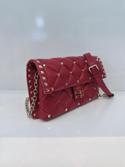 RED LAMBSKIN CANDYSTUD CROSSBODY BAG