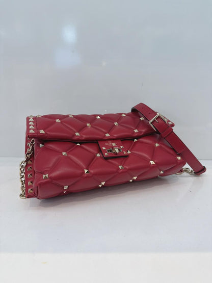 RED LAMBSKIN CANDYSTUD CROSSBODY BAG