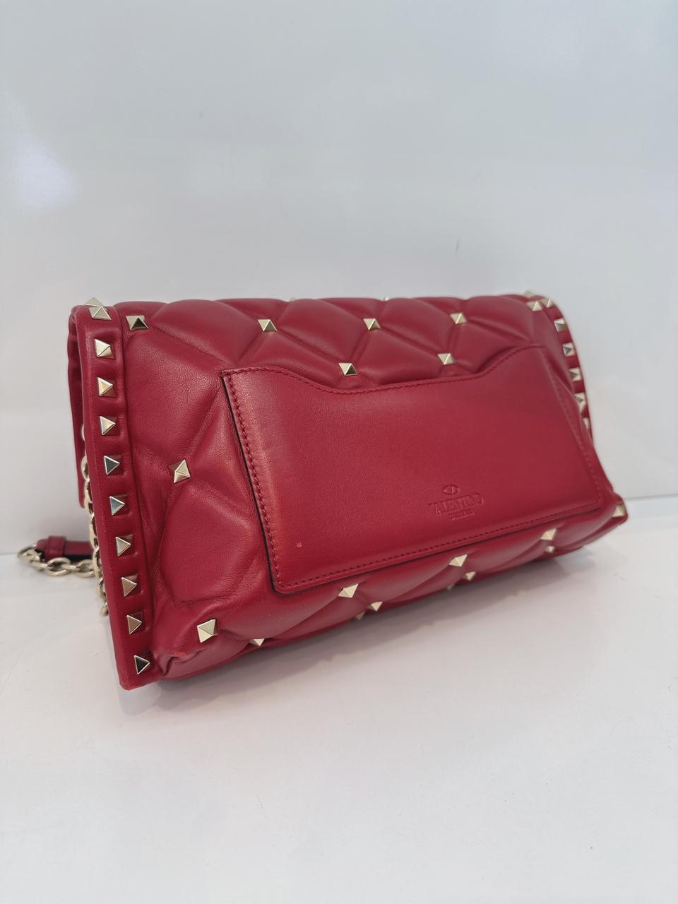 RED LAMBSKIN CANDYSTUD CROSSBODY BAG