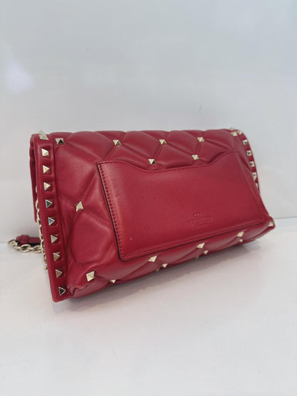 RED LAMBSKIN CANDYSTUD CROSSBODY BAG