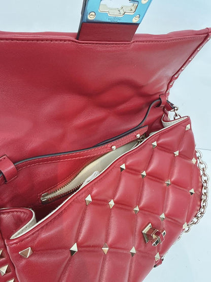 RED LAMBSKIN CANDYSTUD CROSSBODY BAG