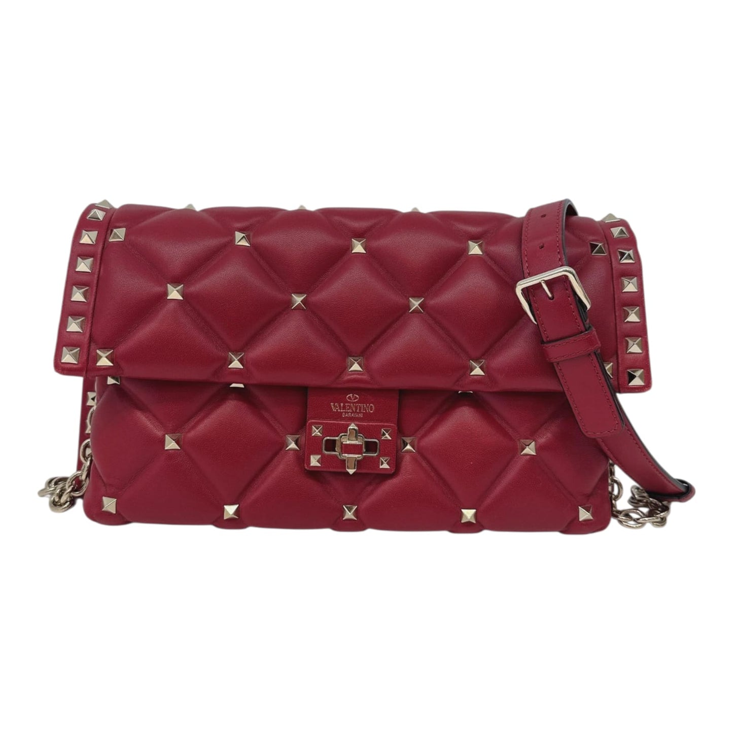RED LAMBSKIN CANDYSTUD CROSSBODY BAG