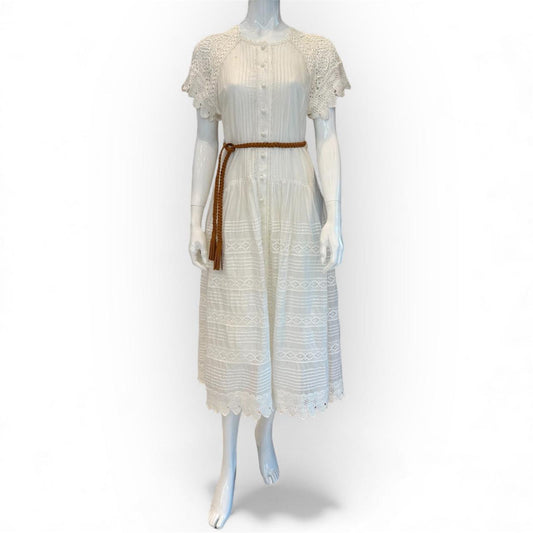 WHITE CROCHET MIDI LONG DRESS 0
