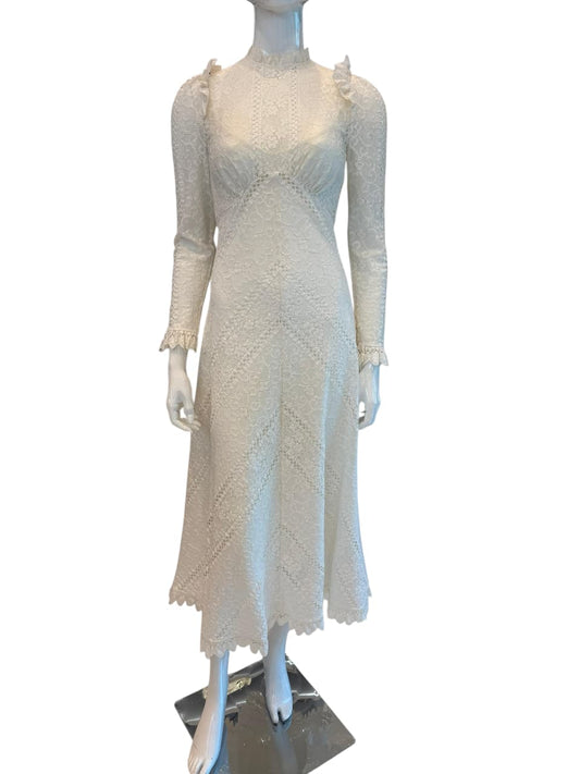 NEUTRAL BRIGHTON PANELLED LACE DRESS 0