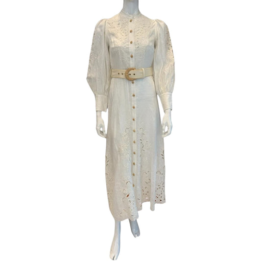 WHITE PEGGY EMBROIDERED LONG DRESS 0