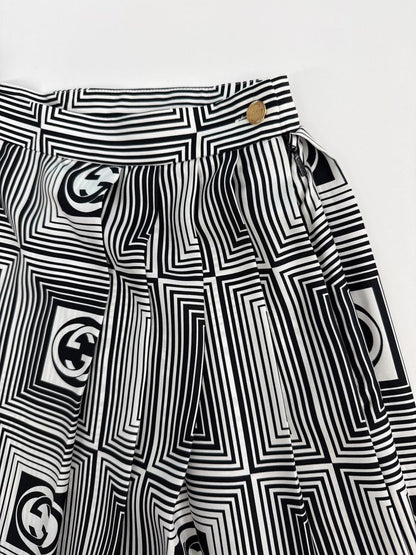 GG CHECKERBOARD PRINT SILK TWILL SKIRT 44