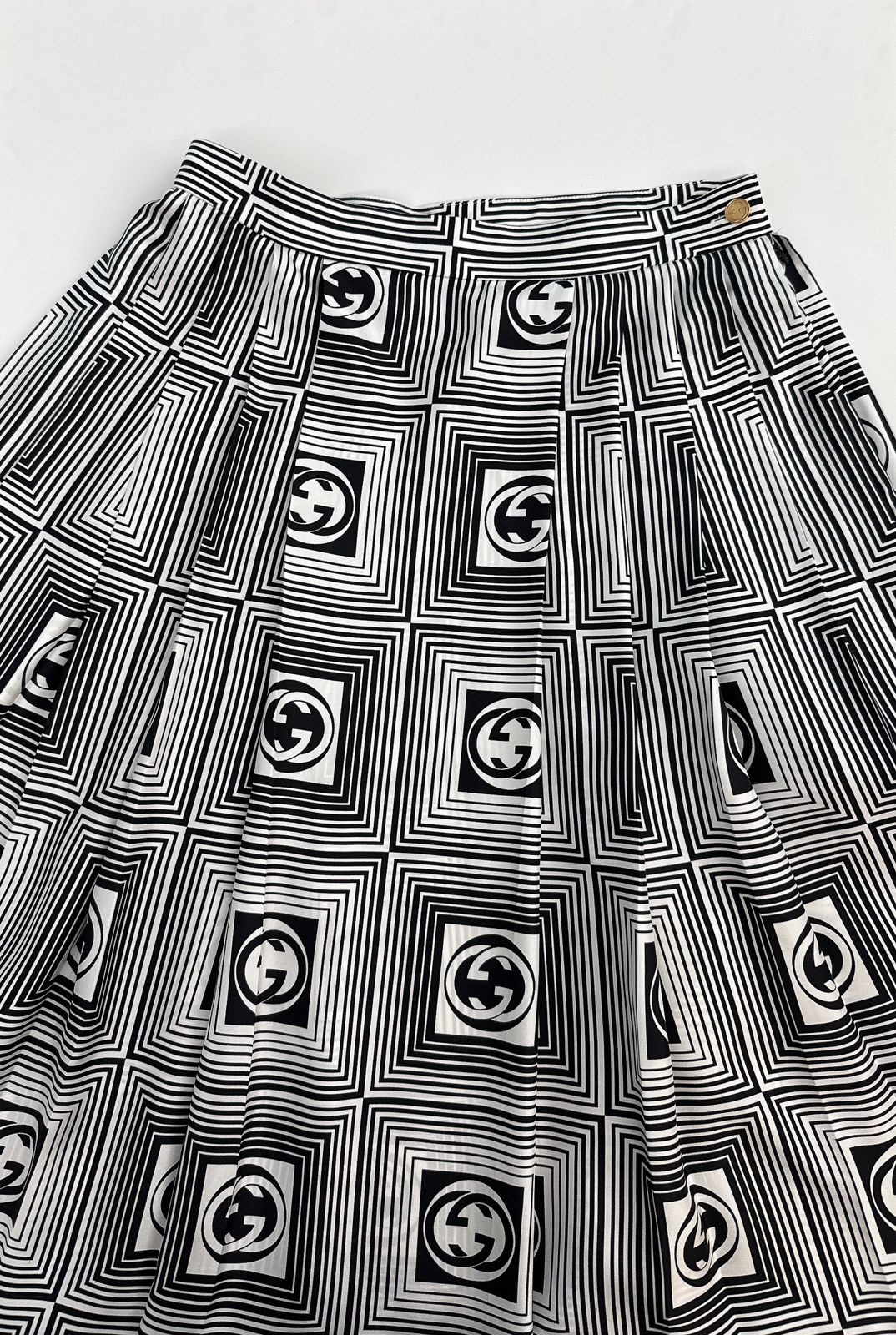 GG CHECKERBOARD PRINT SILK TWILL SKIRT 44
