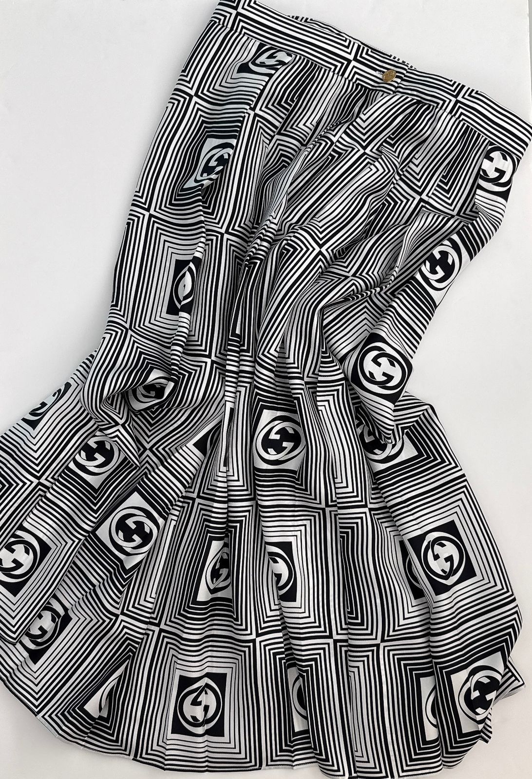 GG CHECKERBOARD PRINT SILK TWILL SKIRT 44