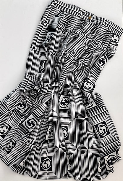 GG CHECKERBOARD PRINT SILK TWILL SKIRT 44