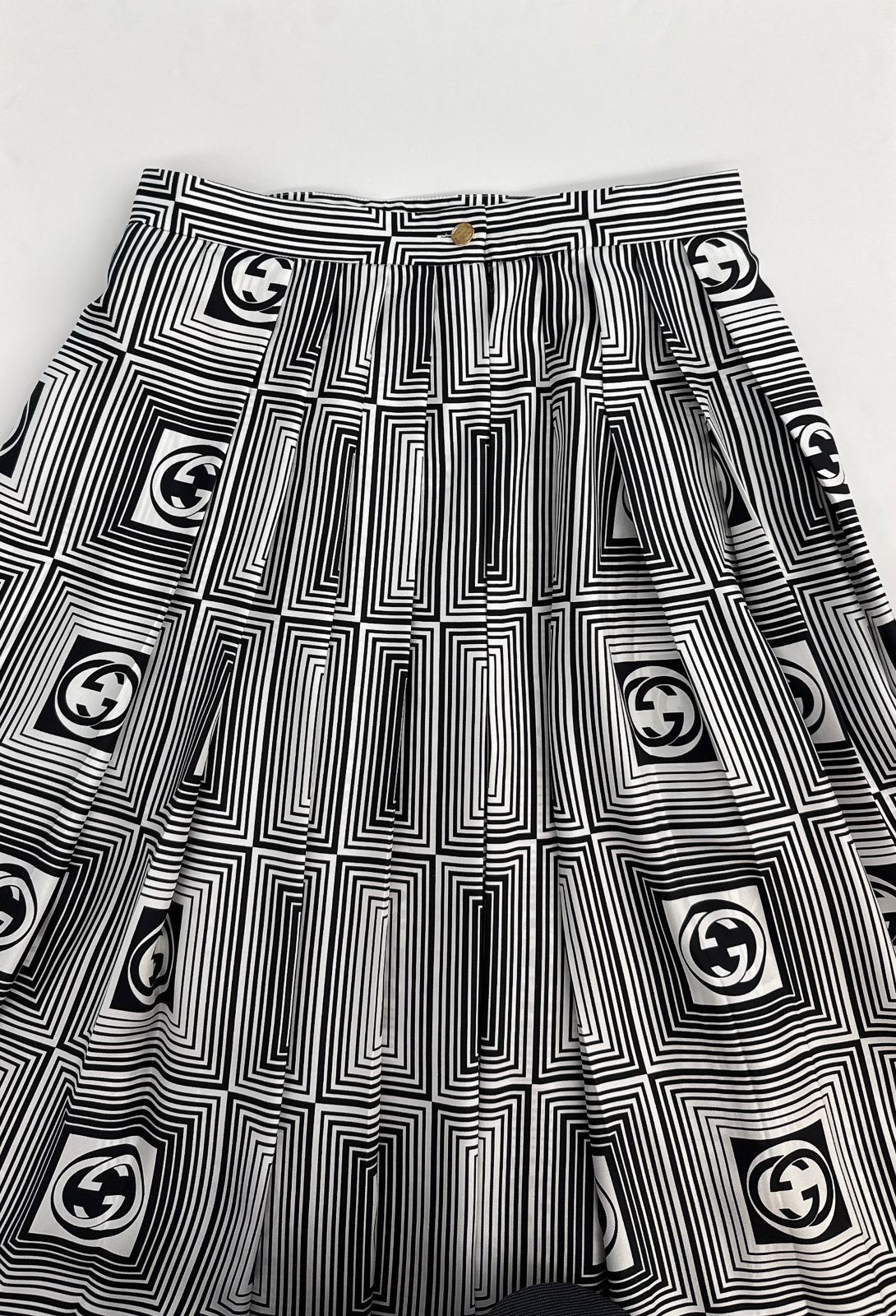 GG CHECKERBOARD PRINT SILK TWILL SKIRT 44