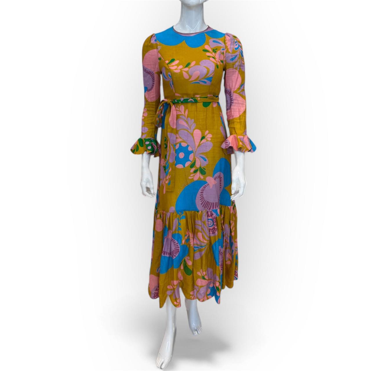 MULTICOLOUR LINEN LONG DRESS 0