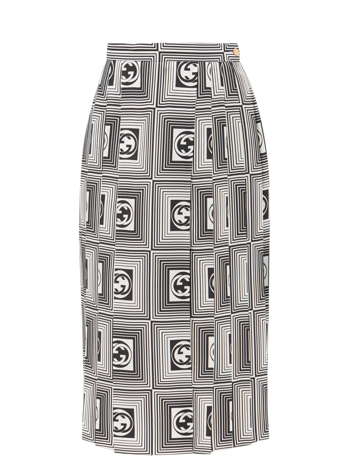 GG CHECKERBOARD PRINT SILK TWILL SKIRT 44