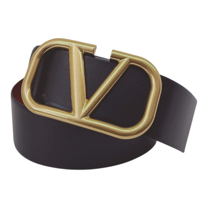 BLACK RED LEATHER VLOGO REVERSIBLE WAIST BELT 90/36