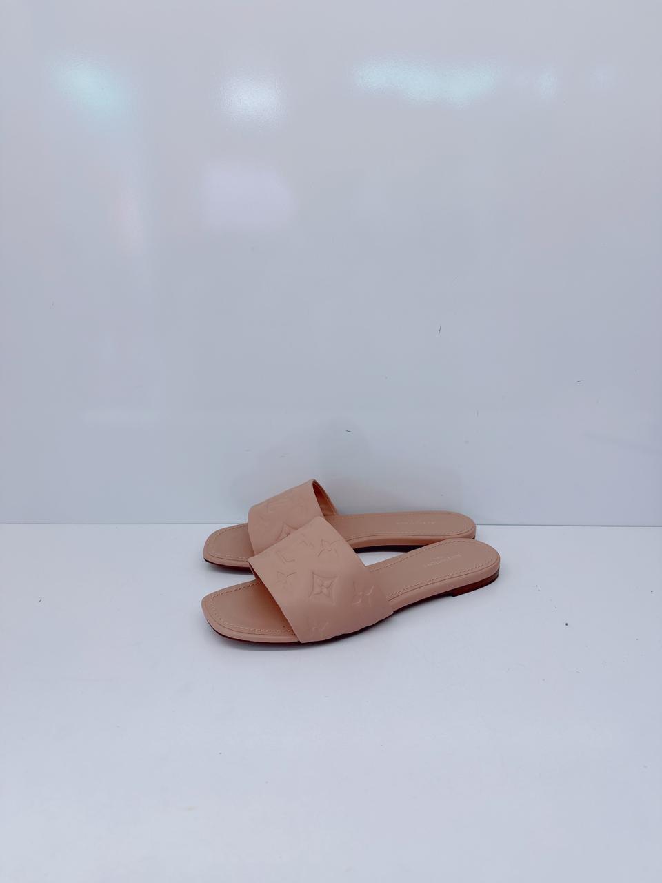 BLUSH PINK LEATHER REVIVAL FLAT SANDALS 37.5