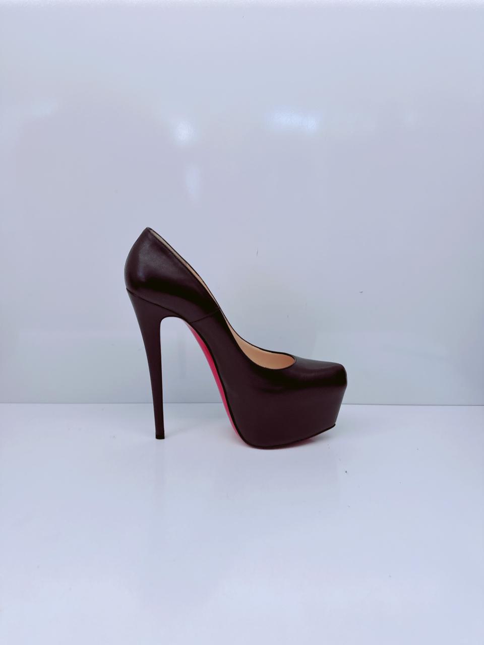 BLACK LEATHER DAFFODILE PLATFORM PUMPS 40