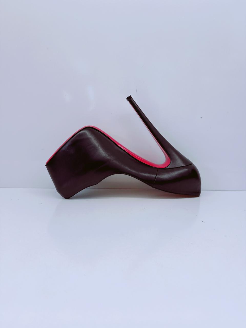 BLACK LEATHER DAFFODILE PLATFORM PUMPS 40