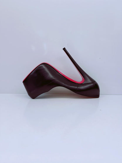 BLACK LEATHER DAFFODILE PLATFORM PUMPS 40