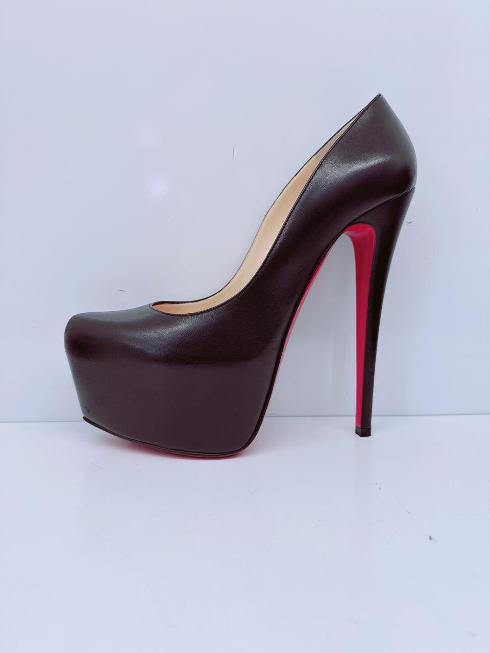 BLACK LEATHER DAFFODILE PLATFORM PUMPS 40