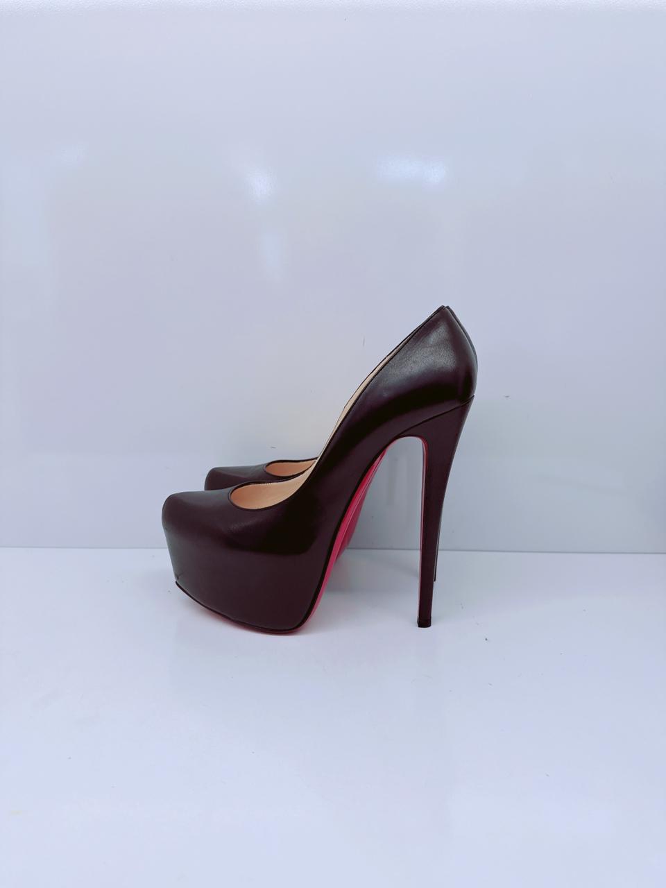 BLACK LEATHER DAFFODILE PLATFORM PUMPS 40