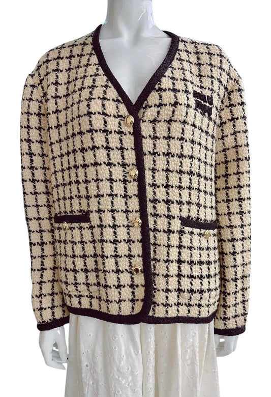 BOUCLE JERSEY SINGLE BREASTED JACKET 40