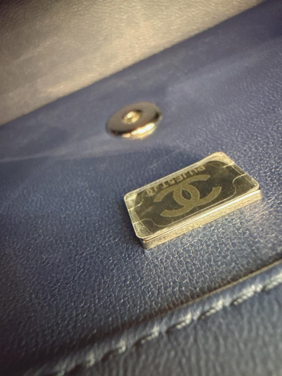 BLUE SEQUINS CC FLAP BAG SILVER HARDWARE