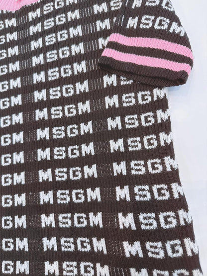 BLACK PINK KNITTED LOGO PATTERN T-SHIRT S