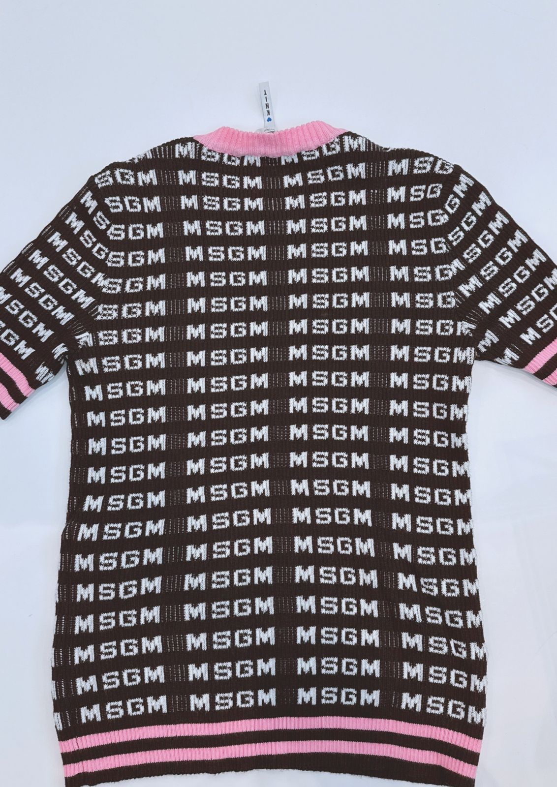 BLACK PINK KNITTED LOGO PATTERN T-SHIRT S