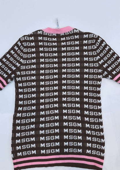 BLACK PINK KNITTED LOGO PATTERN T-SHIRT S