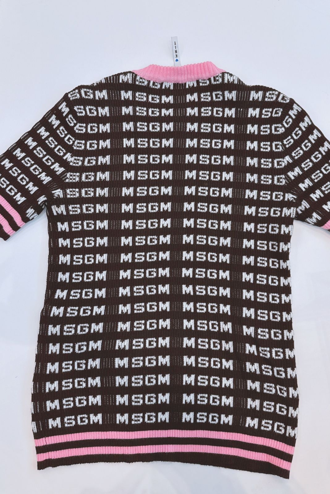 BLACK PINK KNITTED LOGO PATTERN T-SHIRT S