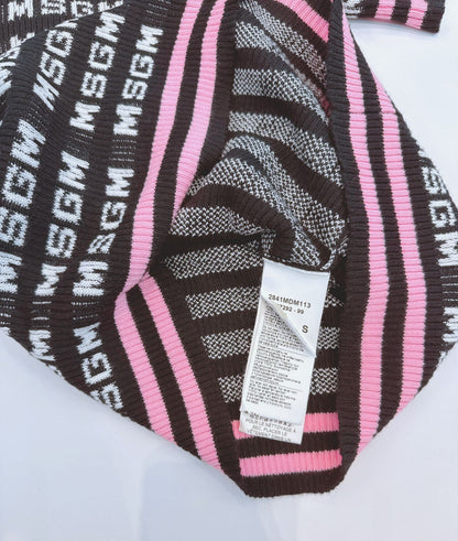 BLACK PINK KNITTED LOGO PATTERN T-SHIRT S