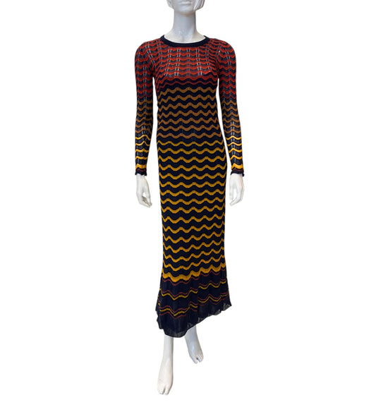 MULTICOLOR PATTERENED KNIT MAXI DRESS 40